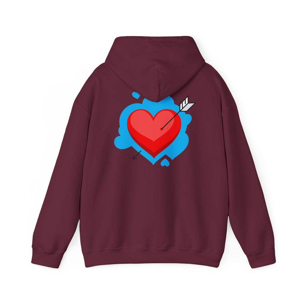 Patriotic Love Hoodie – USA Flag 'LOVE' Front with Arrow-Pierced Heart Back