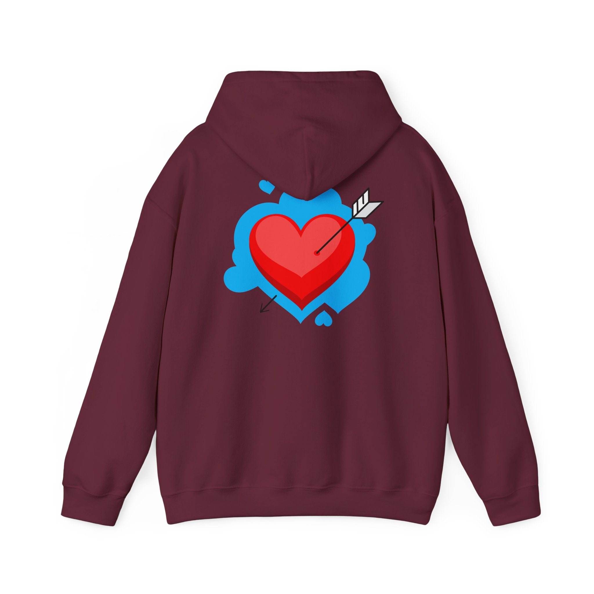 Patriotic Love Hoodie – USA Flag 'LOVE' Front with Arrow-Pierced Heart Back