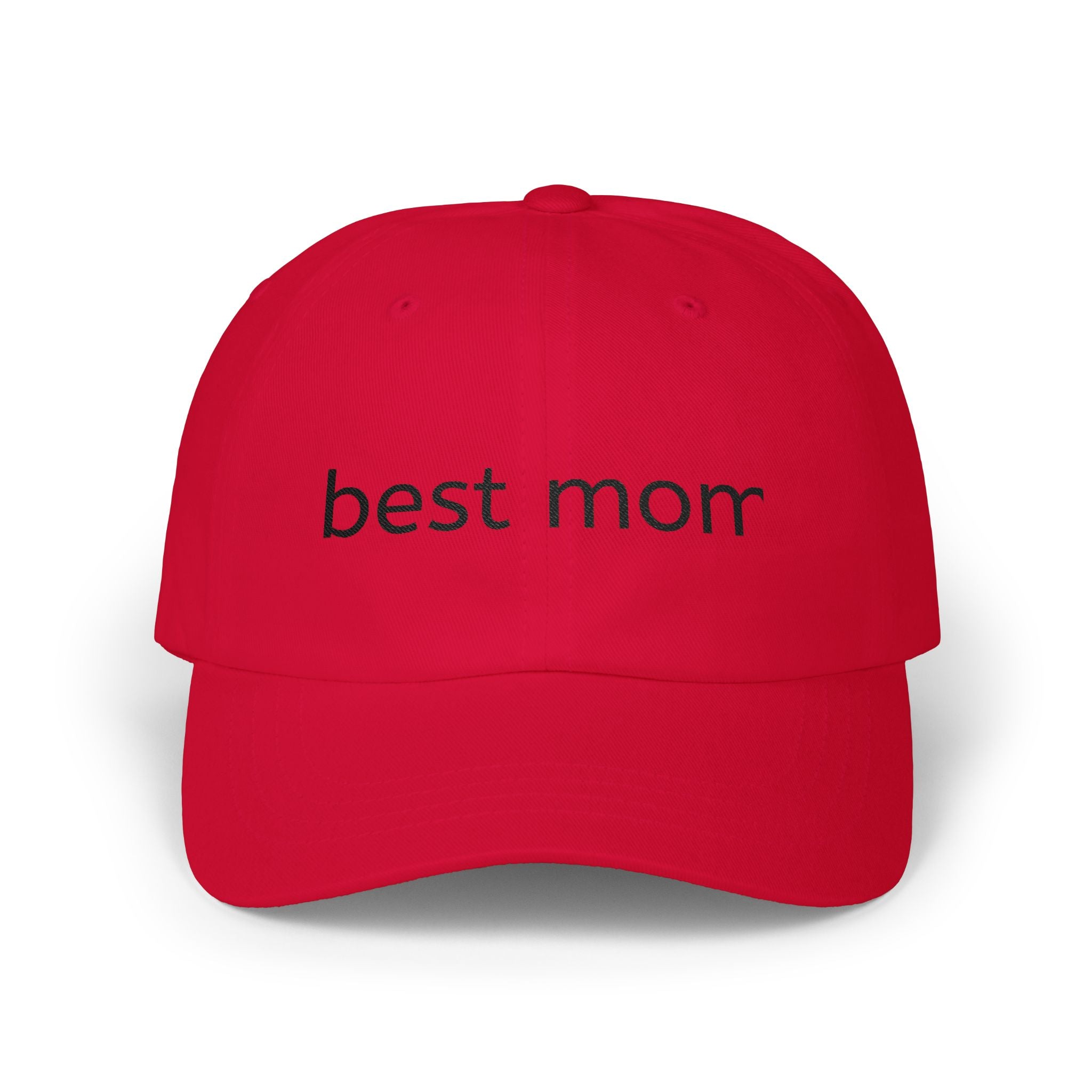 Best Mom Embroidered Dad Cap — Minimalist White Baseball Hat for Mothers, Mother's Day Gift