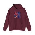 Patriotic Love Hoodie – USA Flag 'LOVE' Front with Arrow-Pierced Heart Back