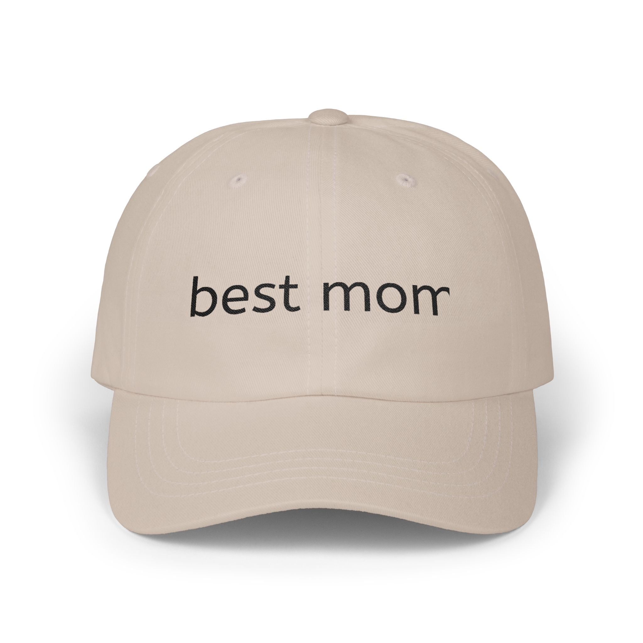 Best Mom Embroidered Dad Cap — Minimalist White Baseball Hat for Mothers, Mother's Day Gift