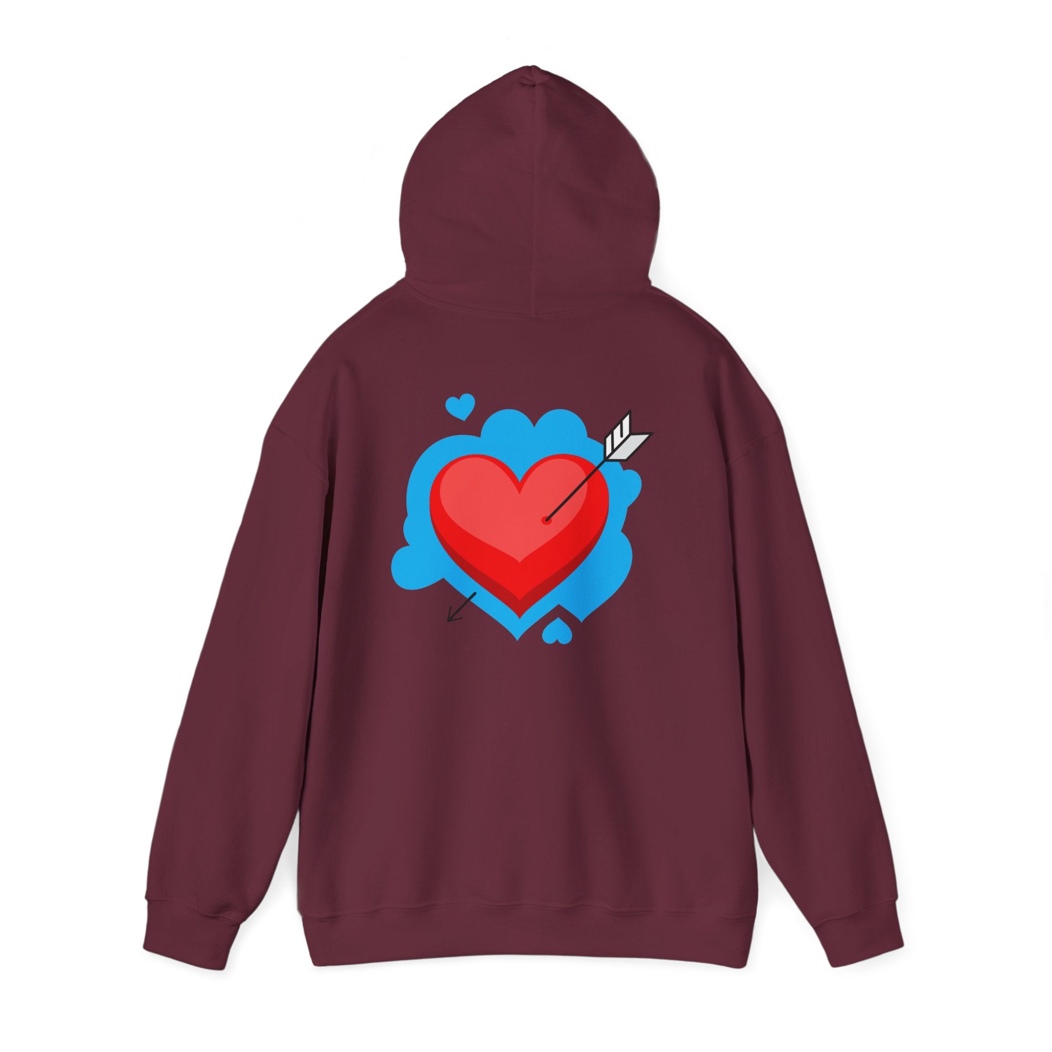 Patriotic Love Hoodie – USA Flag 'LOVE' Front with Arrow-Pierced Heart Back